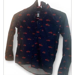 Place Dark Blue Shirt with Red Car Pattern